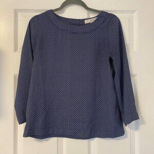 Loft Navy Patterned Blouse